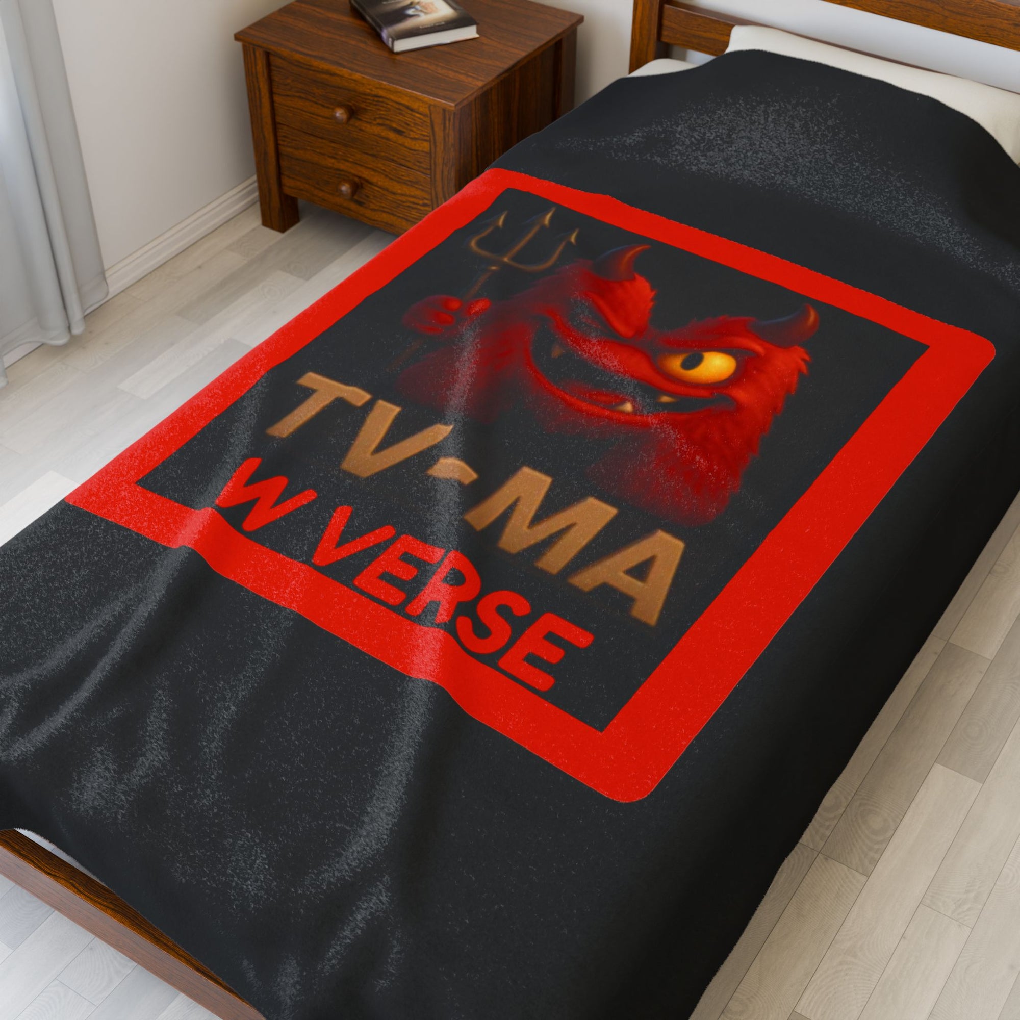 Cozy Velveteen Plush Blanket with W Verse TV-MA Design