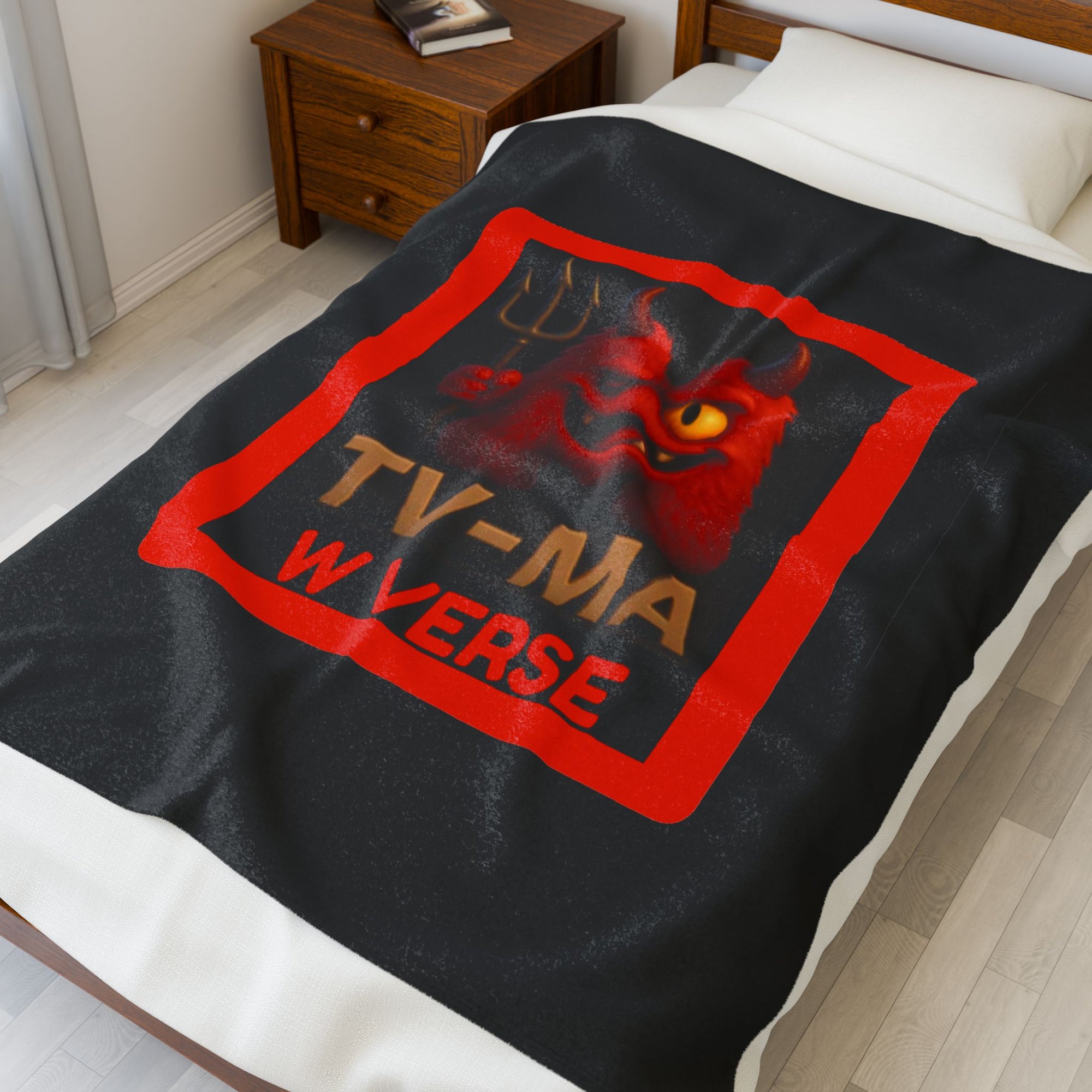 Cozy Velveteen Plush Blanket with W Verse TV-MA Design