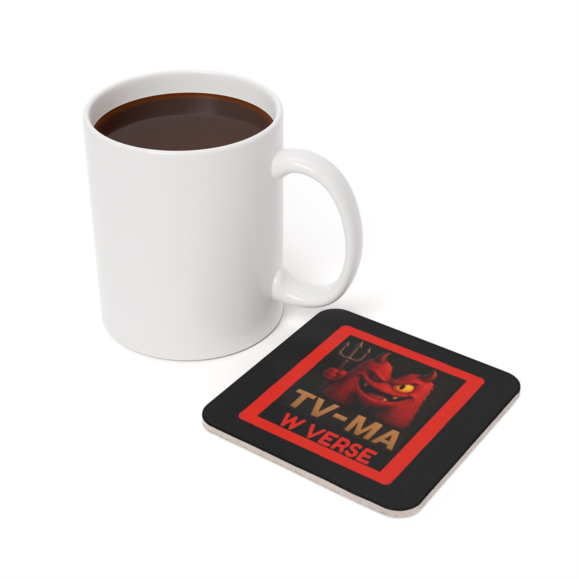 W Verse TV-MA Cork Coaster